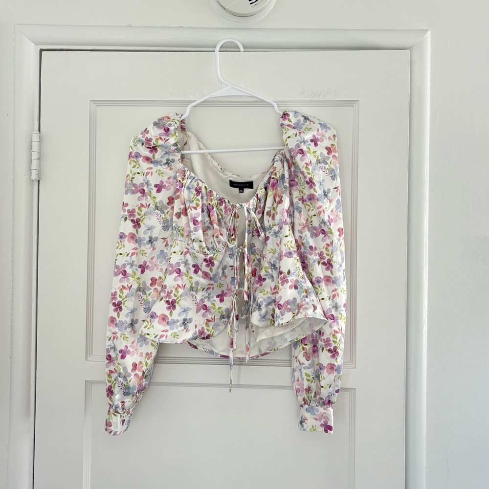 Majorelle Floral Puff Long Sleeve Top